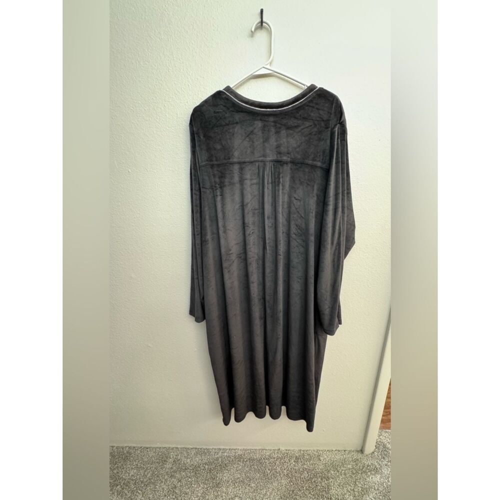 EUC Aria Collection Nightgown Long Sleeve Velour Black Pockets - Size 3X - Picture 2 of 10